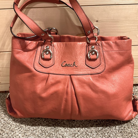 coral coach purse